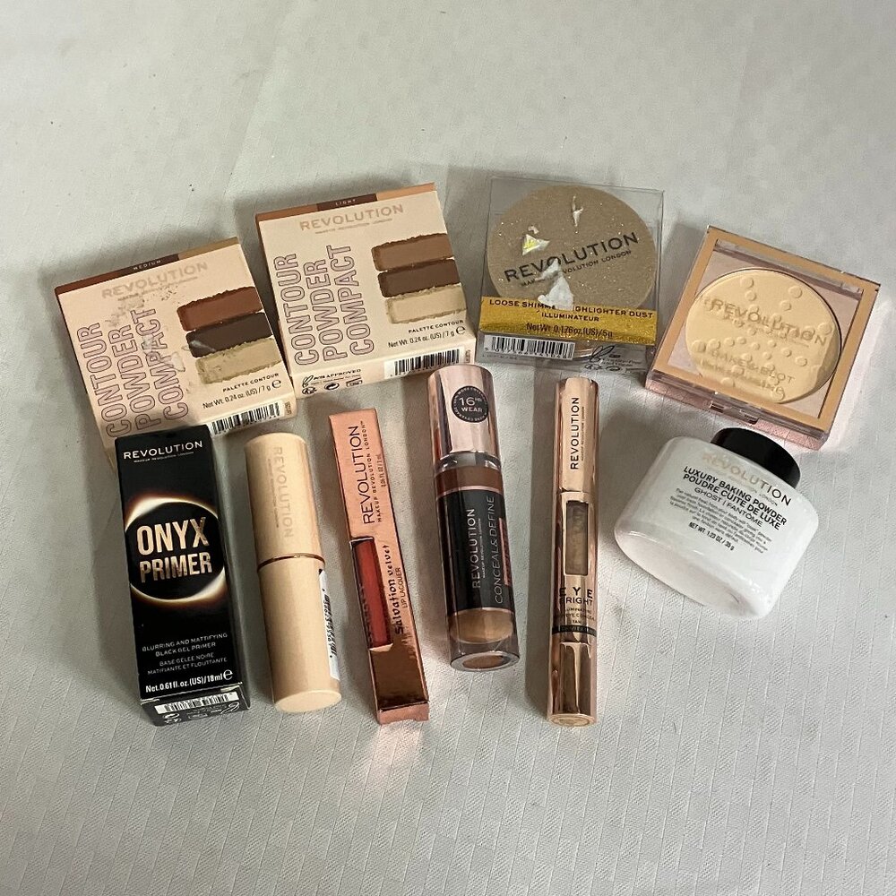 Revolution Makeup Lot Of 10 Concealers Blush Contour Powder Primer Lip & More